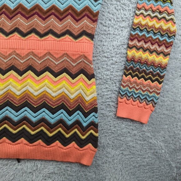 Missoni Target Hoodie Womens XL Multicolor Chevron Knit Zip Up Slim Fit Long - Picture 12 of 16